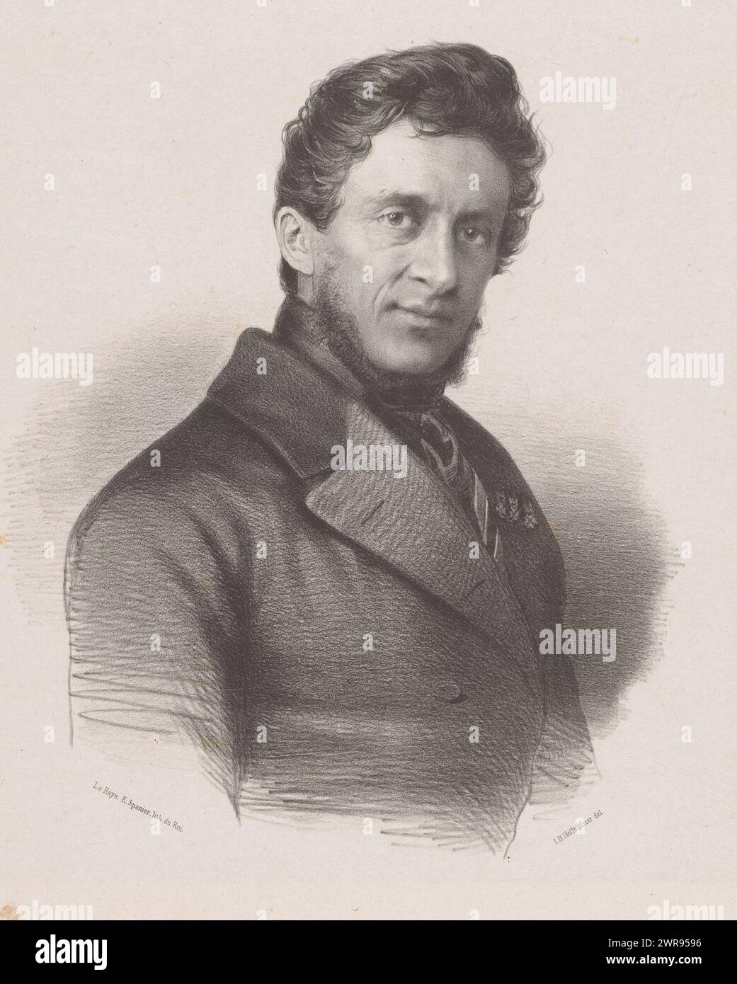 Ritratto di Leonard Metman, stampatore: Johan Hendrik Hoffmeister, stampatore: Koninklijke Steendrukkerij van E. Spanier, stampatore: Paesi Bassi, stampatore: L'Aia, 1851 - c. 1883, carta, altezza 525 mm x larghezza 356 mm, stampa Foto Stock