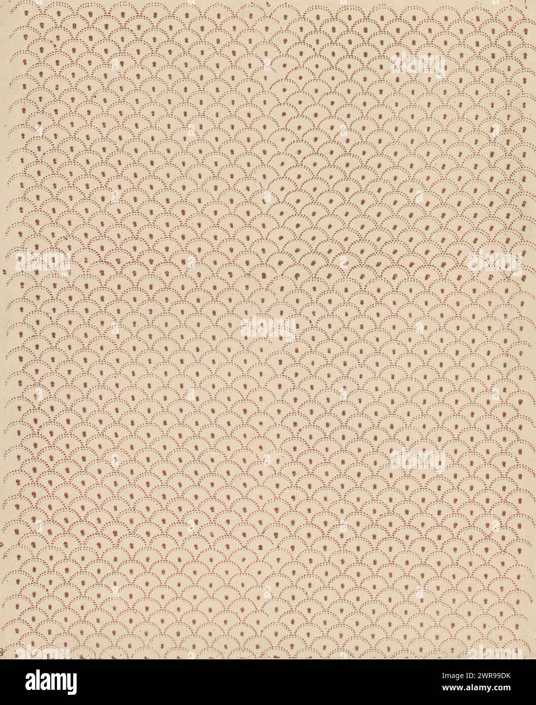 Foglio con motivo in scala con punti, foglio con motivo in scala con punti., editore: Anonimo, 1800 - 1900, carta, stampa a blocchi (processo di stampa in rilievo), altezza 458 mm x larghezza 380 mm Foto Stock