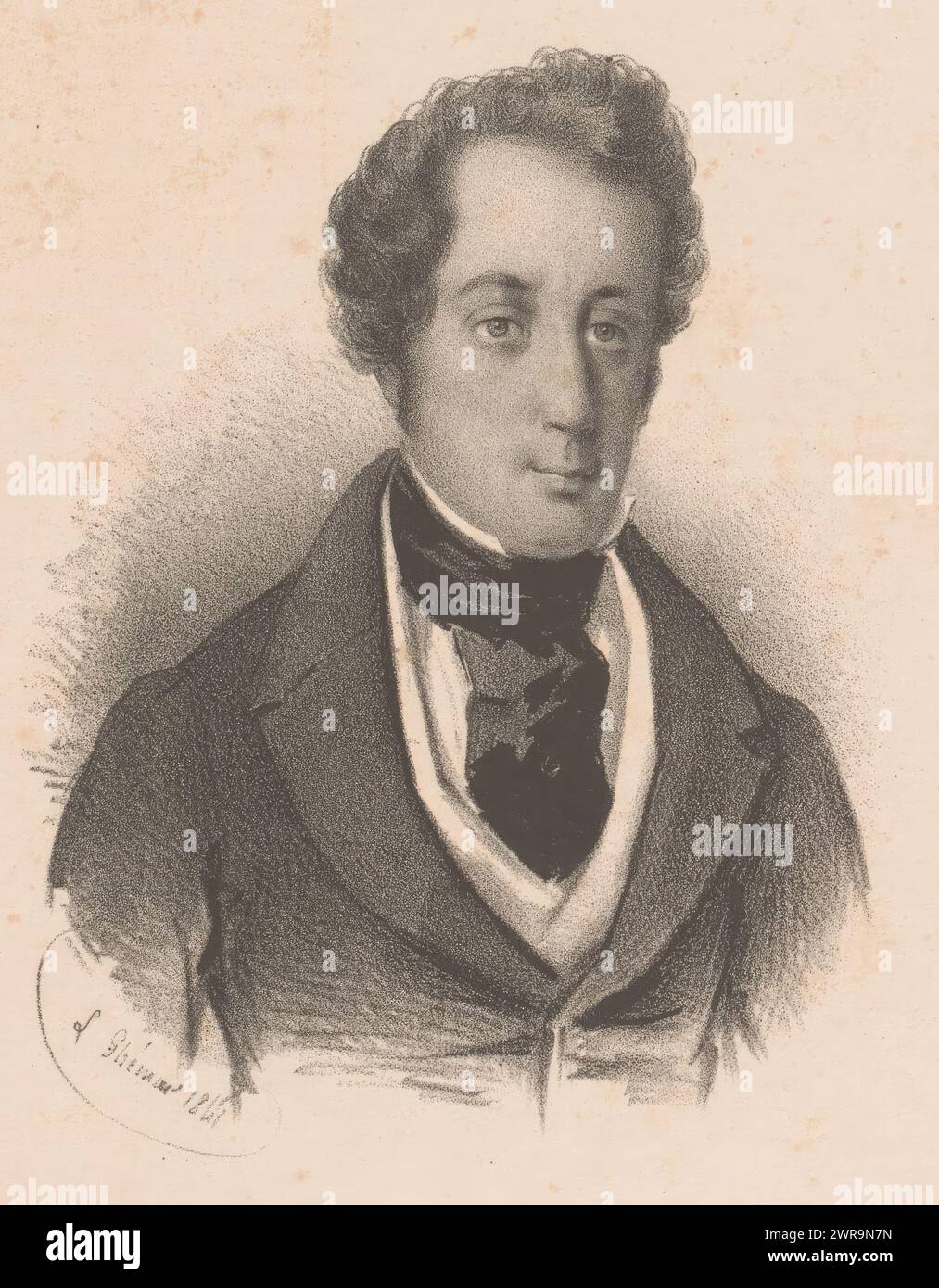 Ritratto di Francisco Martinez de la Rosa, M. Martinez de la Rosa (titolo sull'oggetto), ritratti di personaggi famosi (titolo della serie), Galerie des contemporains illustres (titolo della serie sull'oggetto), stampatore: Louis Ghémar, stampatore: Pierre Degobert, editore: Charles Hen, Bruxelles, 1841, carta, altezza 266 mm x larghezza 180 mm, stampa Foto Stock
