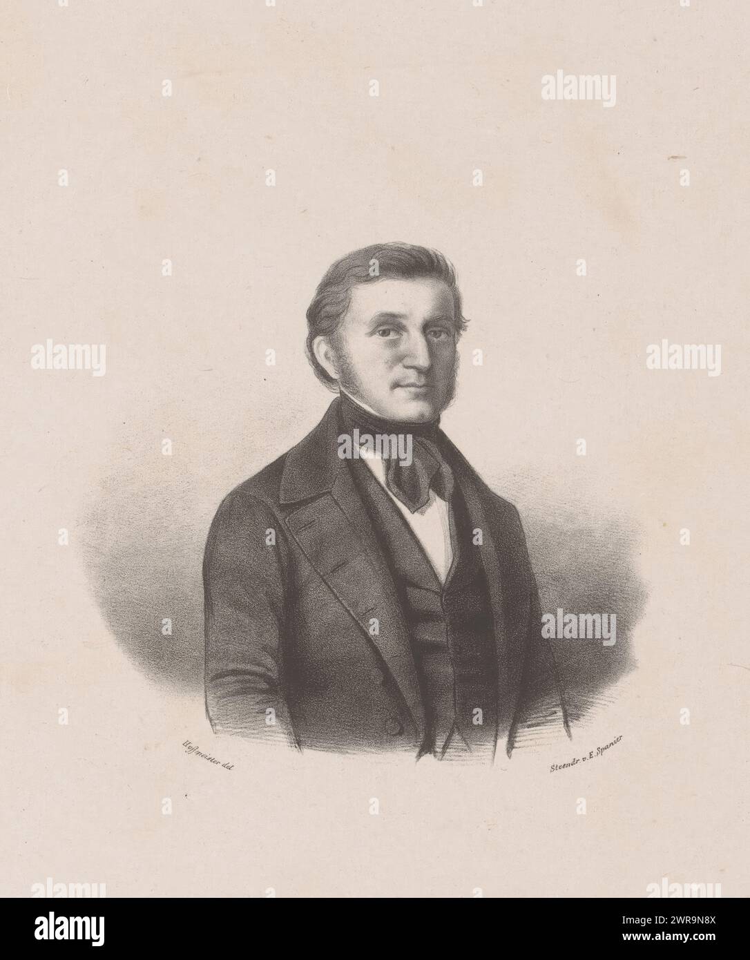 Ritratto di Rembertus Westerhoff, stampatore: Johan Hendrik Hoffmeister, stampatore: Elias Spanier, stampatore: Paesi Bassi, stampatore: The Hague, 1843 - 1905, carta, altezza 350 mm x larghezza 260 mm, stampa Foto Stock