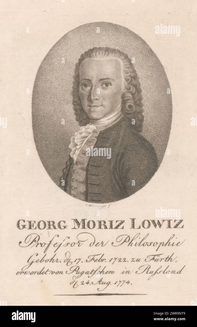 Ritratto di Georg Moritz Lowitz, stampatore: Konrad Westermayr, Germania, 1775 - 1834, carta, altezza 132 mm x larghezza 85 mm, stampa Foto Stock