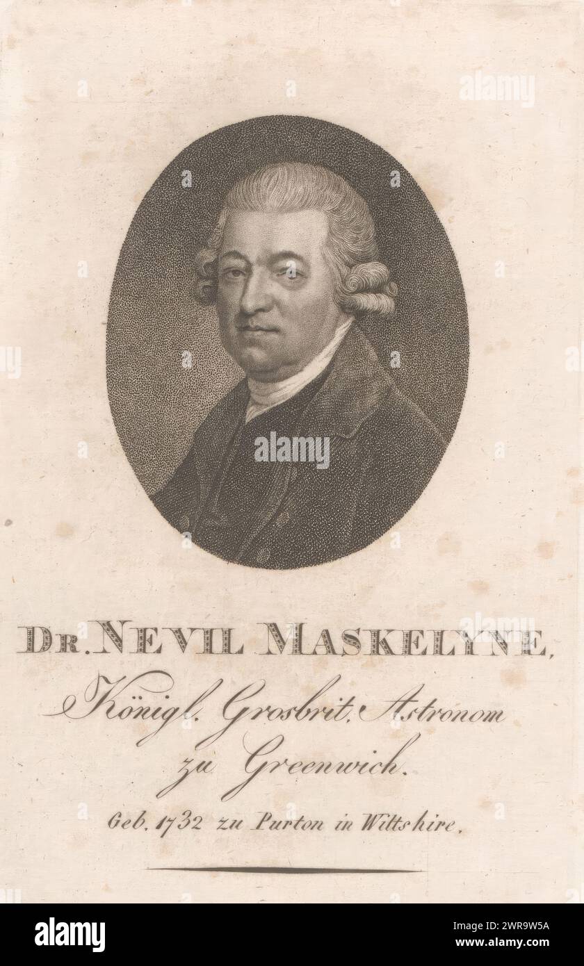 Ritratto di Nevil Maskelyne, stampatore: Konrad Westermayr, Germania, 1775 - 1834, carta, altezza 140 mm x larghezza 88 mm, stampa Foto Stock