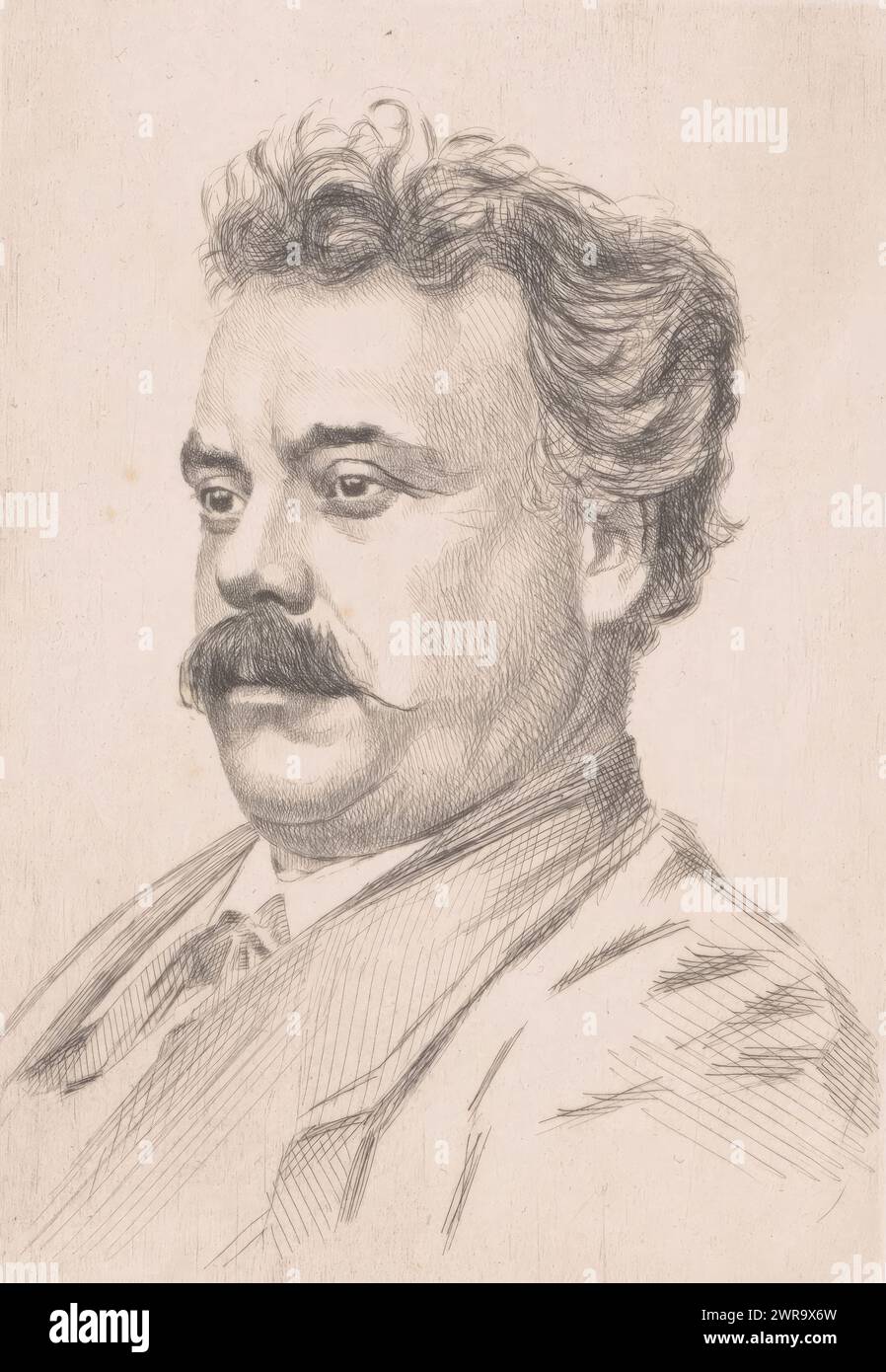 Ritratto di Clément Loret, stampatore: Louis Joseph Greuse, (firmato dall'artista), 1883, carta, incisione, altezza 140 mm x larghezza 100 mm, stampa Foto Stock