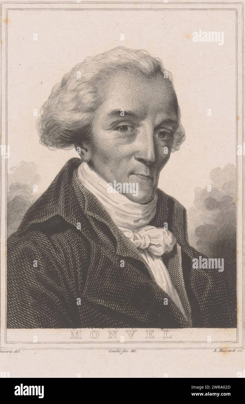 Ritratto di Jacque Marie Boutet, Monvel (titolo sull'oggetto), stampatore: Alexandre Massard, dopo disegno di: Achille Devéria, Francesco Louis Couché, 1787 - 1849, carta, incisione, incisione, altezza 220 mm x larghezza 167 mm, stampa Foto Stock