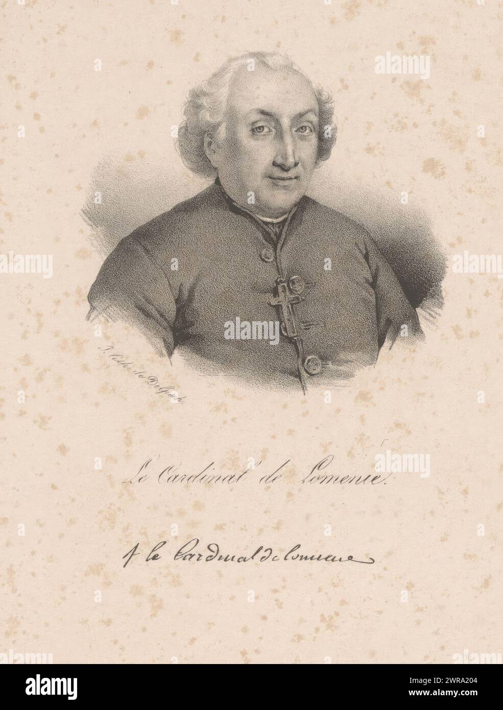 Ritratto di Étienne-Charles de Loménie de Brienne, le Cardinal de Lomenie (titolo sull'oggetto), tipografo: Anonimo, tipografo: veuve Delpech (Naudet), Parigi, in o dopo 1818 - in o prima del 1842, carta, altezza 256 mm x larghezza 177 mm, stampa Foto Stock