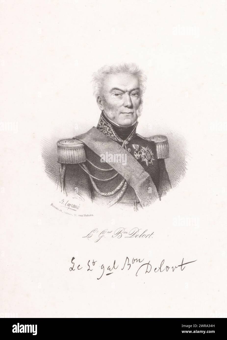 Ritratto di Jacques-Antoine-Adrien Delort, L. G.al B.su Delort (titolo oggetto), tipografo: Auguste Legrand, editore: V. Rosselin, Parigi, 1843, carta, altezza 275 mm x larghezza 177 mm, stampa Foto Stock