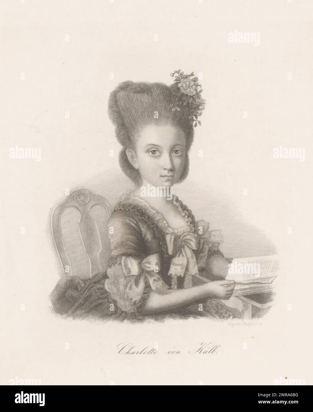 Ritratto di Charlotte von Kalb, stampatore: Auguste Hüssener, 1799 - 1877, carta, incisione, incisione, incisione, altezza 189 mm x larghezza 168 mm, stampa Foto Stock