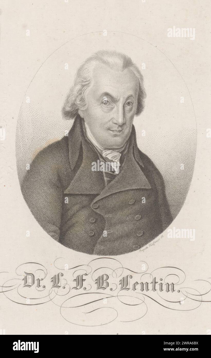 Ritratto di Lebrecht Friedrich Benjamin Lentin, stampatore: Auguste Hüssener, 1799 - 1877, carta, altezza 170 mm x larghezza 110 mm, stampa Foto Stock