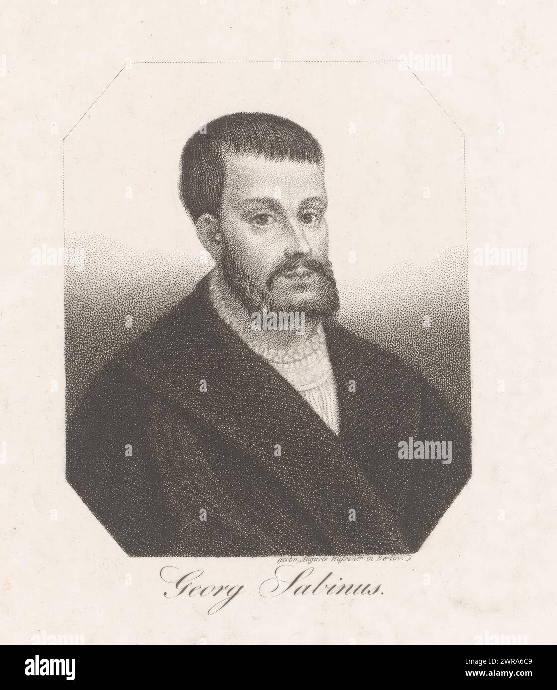Ritratto di Georg Sabinus, stampatore: Auguste Hüssener, Berlino, 1799 - 1877, carta, altezza 175 mm x larghezza 130 mm, stampa Foto Stock