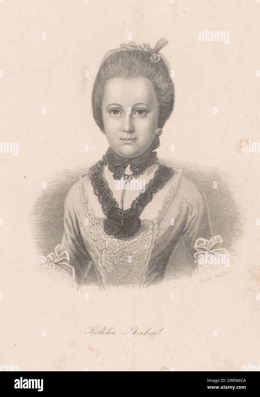 Ritratto di Käthchen Schönkopf, stampatore: Auguste Hüssener, 1799 - 1877, carta, incisione, altezza 245 mm x larghezza 180 mm, stampa Foto Stock
