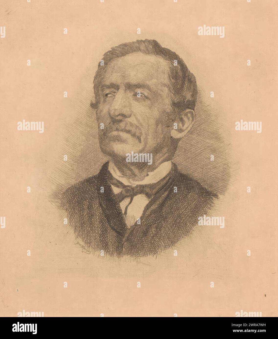 Ritratto di un uomo sconosciuto, stampatore: Karl Meunier, 1888, carta, incisione, altezza 140 mm x larghezza 125 mm, stampa Foto Stock