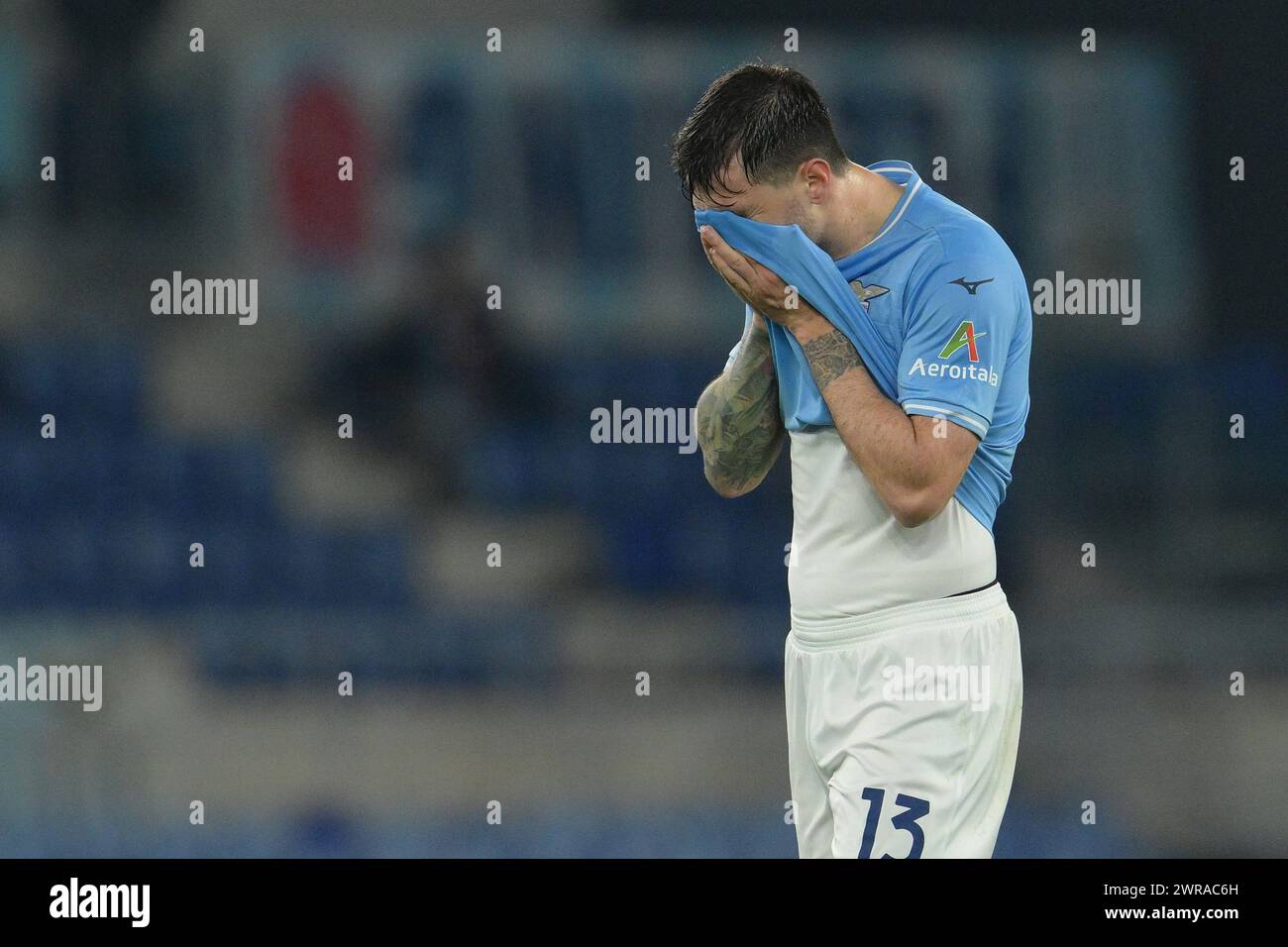 Roma, Italia. 11 marzo 2024. Alessio Romagnoli (13 SS Lazio) durante la partita di calcio di serie A Tim tra Lazio e Udinese allo stadio Olimpico di Roma, Italia - lunedì 11 marzo 2024 - Sport Soccer ( foto di Alfredo Falcone/LaPresse ) crediti: LaPresse/Alamy Live News Foto Stock