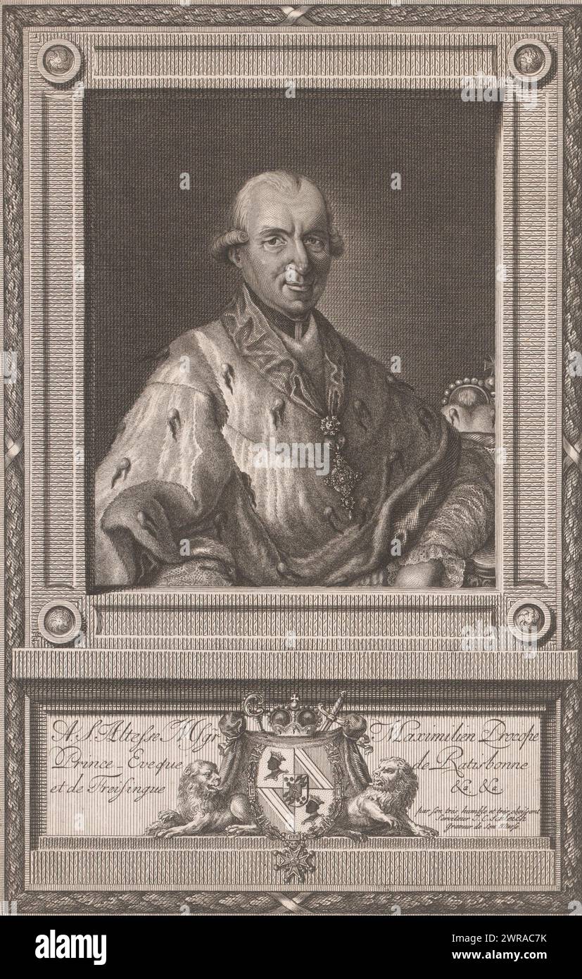 Ritratto di Max Emanuel von Toerring-Jettenbach, tipografo: Johann Carl Schleich, dopo aver dipinto per: J.M. Mainzinger, 1788, carta, incisione, incisione, incisione, altezza 275 mm x larghezza 173 mm, stampa Foto Stock