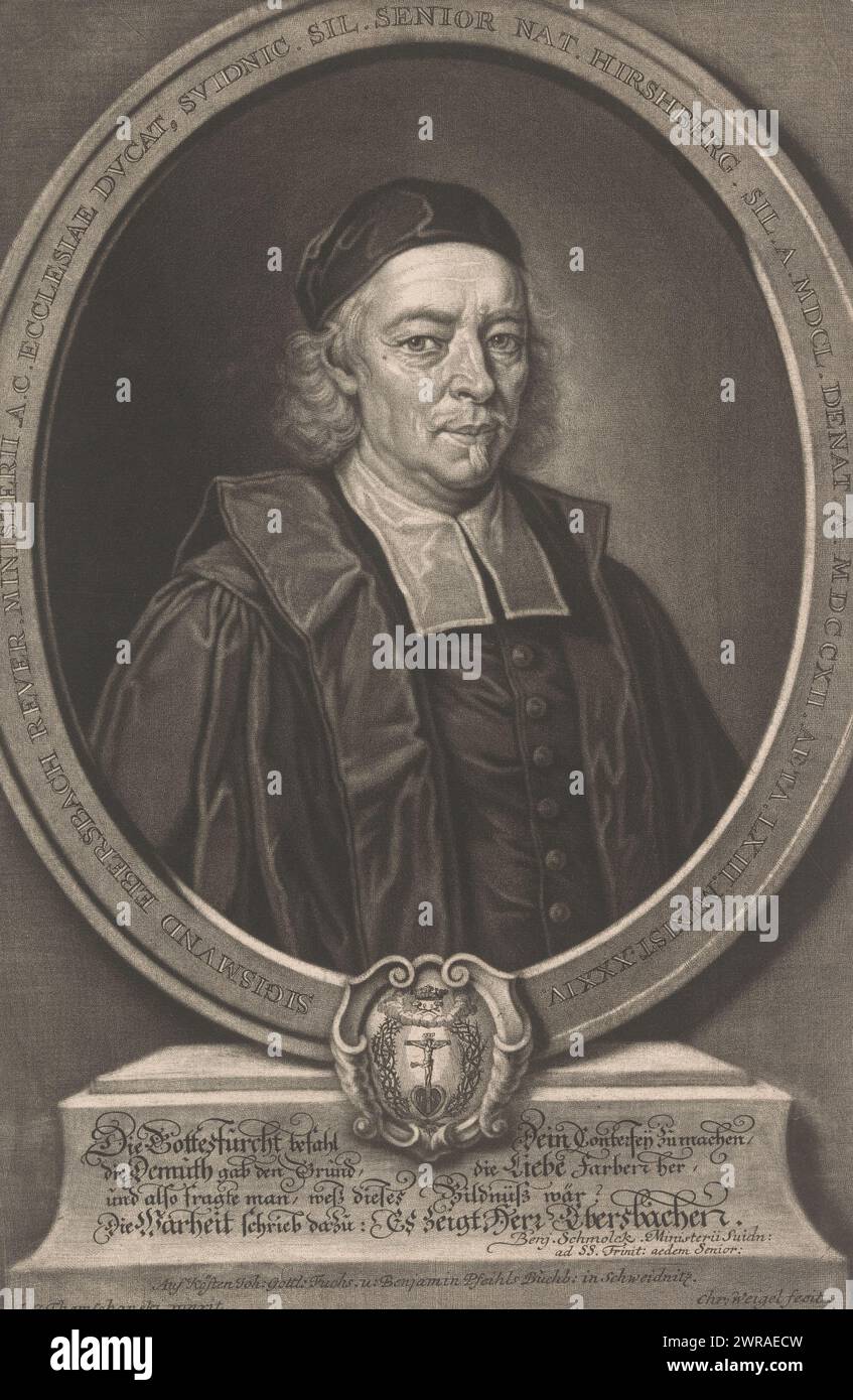 Ritratto di Siegmund Ebersbach, stampatore: Christoph Weigel, dopo aver dipinto di: Johann George Thomschansky, 1712 - 1725, carta, altezza 383 mm x larghezza 253 mm, stampa Foto Stock
