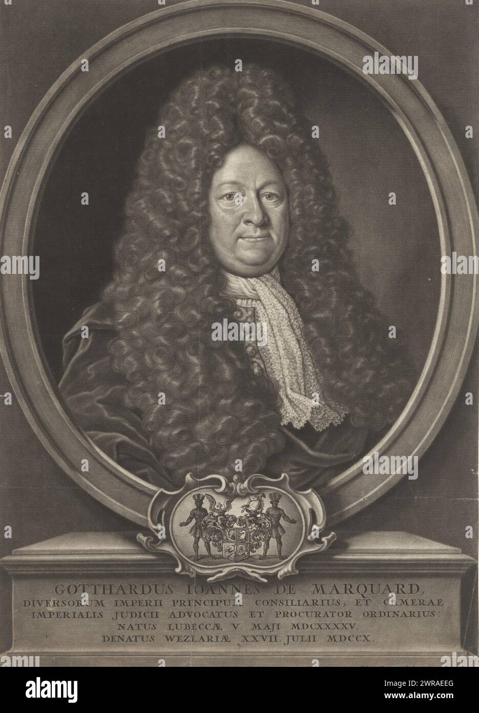 Ritratto di Gottardo Johann von Marquard, stampatore: Elias Christopf Heiss, Augusta, 1710 - 1731, carta, altezza 385 mm x larghezza 275 mm, stampa Foto Stock