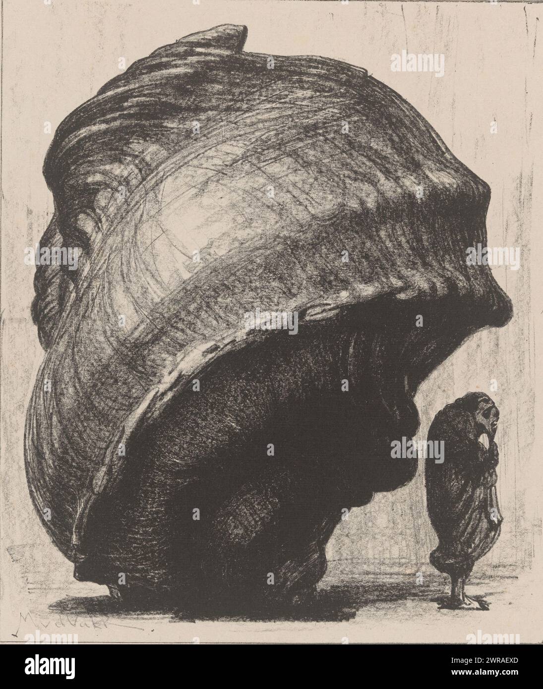 Shell con netsuké (titolo originale), stampatore: Maurits van der Valk, 1867 - 1918, carta, altezza 383 mm x larghezza 332 mm, stampa Foto Stock