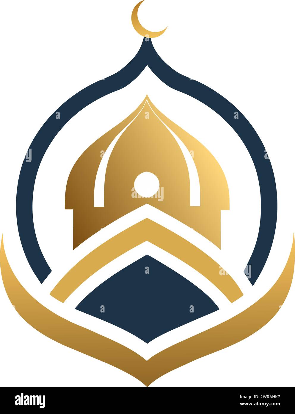 Logo islamico minimalista in formato vettoriale, sfondo bianco Illustrazione Vettoriale