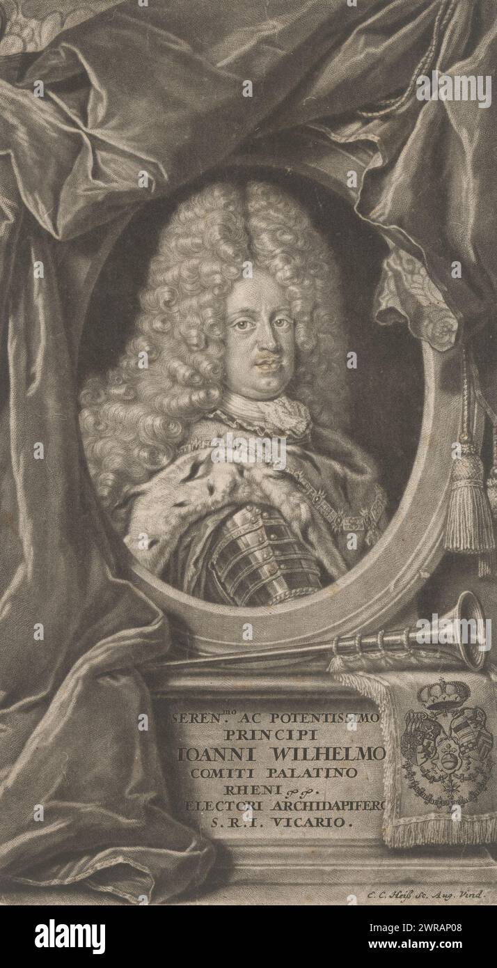Ritratto di Johann Wilhelm, stampatore: Elias Christopf Heiss, Augusta, 1670 - 1716, carta, altezza 286 mm x larghezza 161 mm, stampa Foto Stock