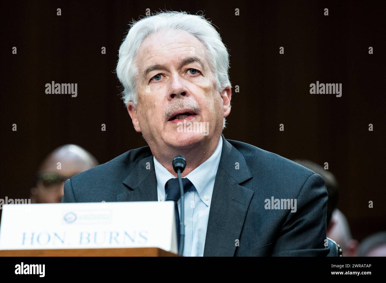 Washington, District of Columbia, USA. 11 marzo 2024. WILLIAM BURNS, direttore della Central Intelligence Agency (CIA), ha parlato ad un'udienza del Senate Intelligence Committee presso il Campidoglio degli Stati Uniti. (Credit Image: © Michael Brochstein/ZUMA Press Wire) SOLO PER USO EDITORIALE! Non per USO commerciale! Foto Stock