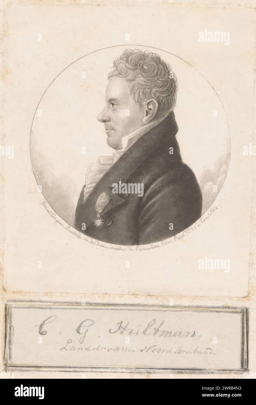 Ritratto di Carel Gerard Hultman, stampatore: Etienne Bouchardy, su disegno di: Etienne Bouchardy, 1807 - 1849, carta, incisione, altezza 92 mm x larghezza 79 mm, stampa Foto Stock