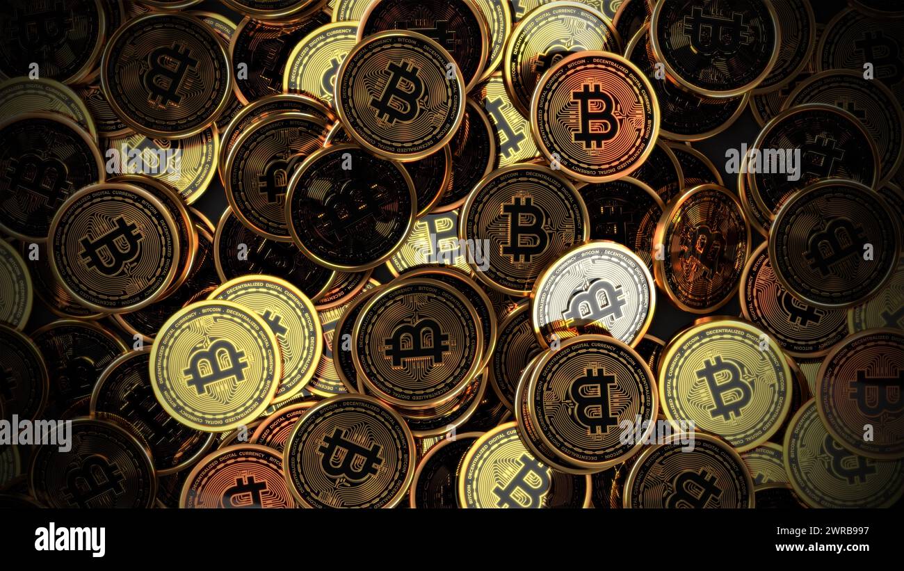 Bitcoin Gold Coin immagine di sfondo Cryptocurrency Financial BTC Foto Stock