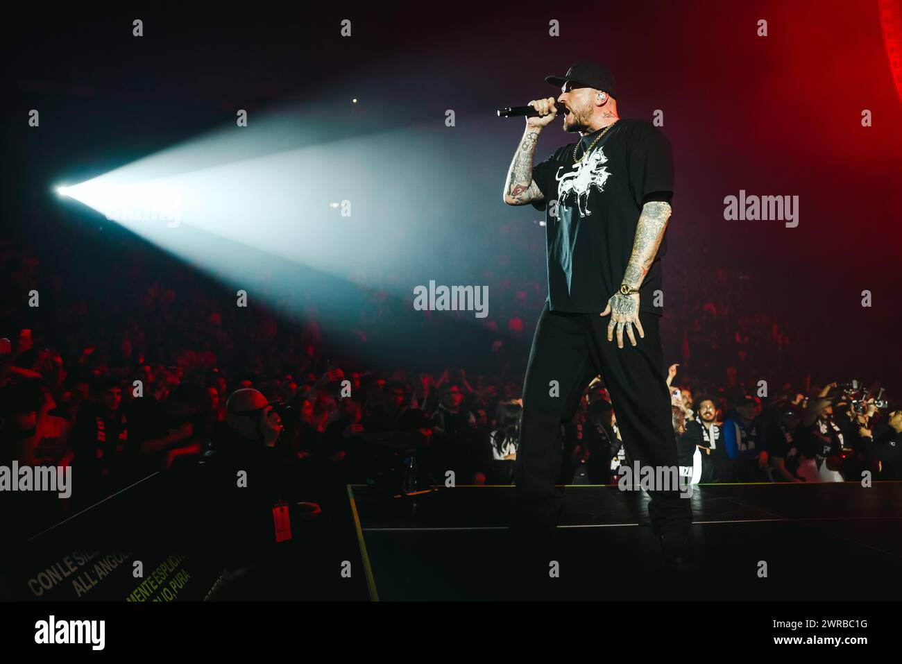 Milano, Italia. 11 marzo 2024. Milano, il Club Dogo si esibisce in concerto all'Assago Forum. Nella foto: Gué, Jake la Furia e Don Joe Credit: Independent Photo Agency/Alamy Live News Foto Stock