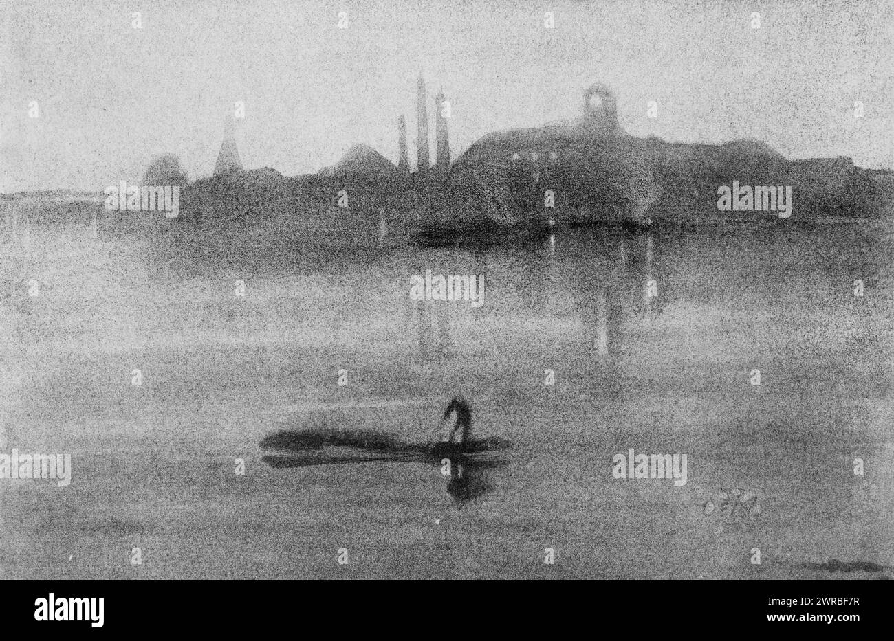 Nocturne, Whistler, James McNeill, 1834-1903, artista, 1878, notte, 1870-1880, Lithotints, 1870-1880., litotint, 1870-1880, 1 stampa: litotinta Foto Stock