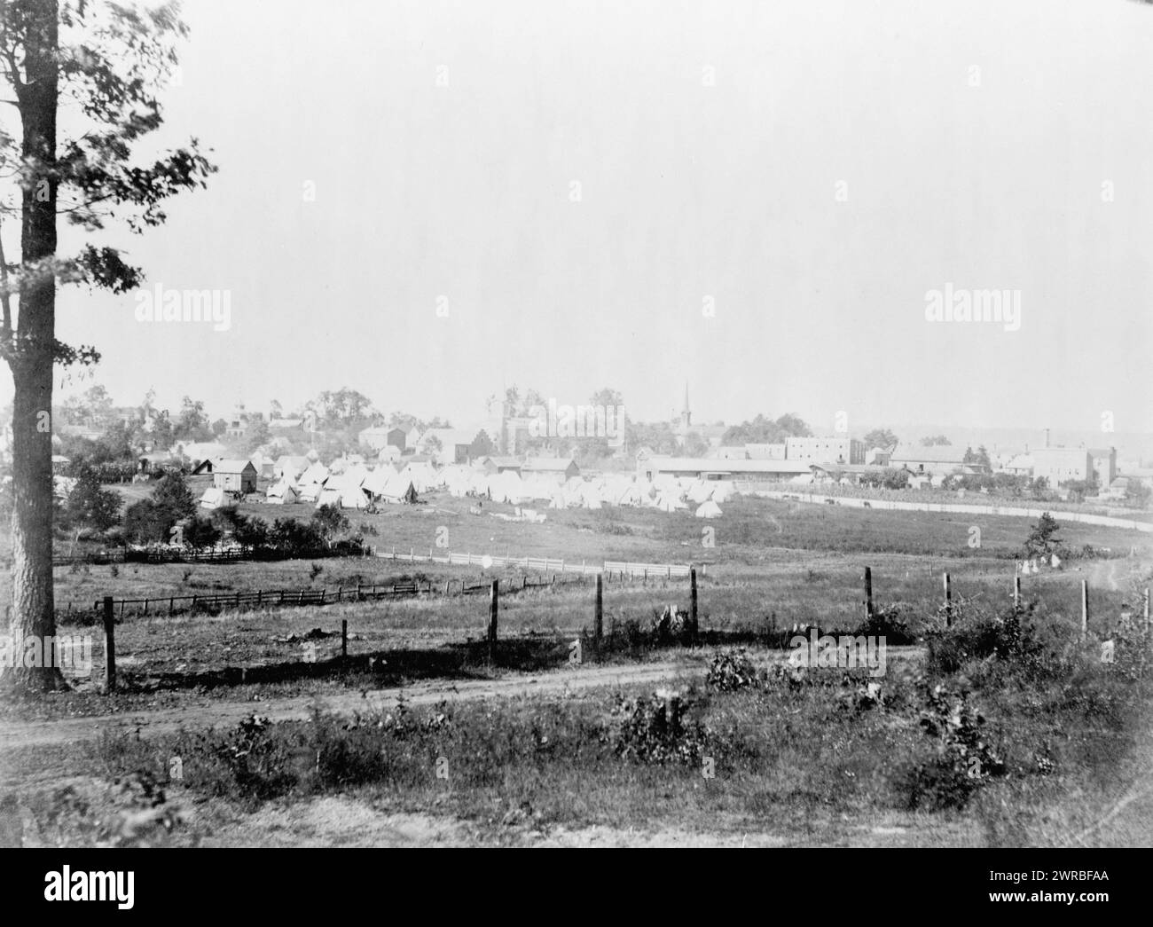 Culpeper, Virginia, agosto 1862, View of Civil War Military Encampment in Culpeper, Virginia., o'Sullivan, Timothy H., 1840-1882, fotografo, 1862., Stati Uniti, storia, Guerra civile, 1861-1865, strutture militari, stampe fotografiche, 1860-1870., stampe fotografiche, 1860-1870, 1 fotostampa Foto Stock