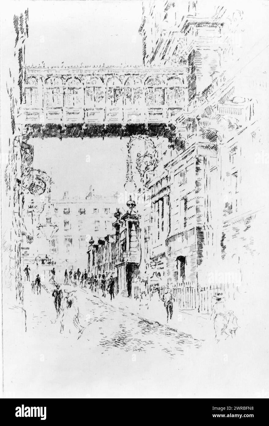 Villiers St., J. Pennell., Pennell, Joseph, 1857-1926, artista, 1903, Streets, Inghilterra, Londra, 1900-1910, incisioni, 1900-1910., incisioni, 1900-1910, 1 stampa: incisione Foto Stock