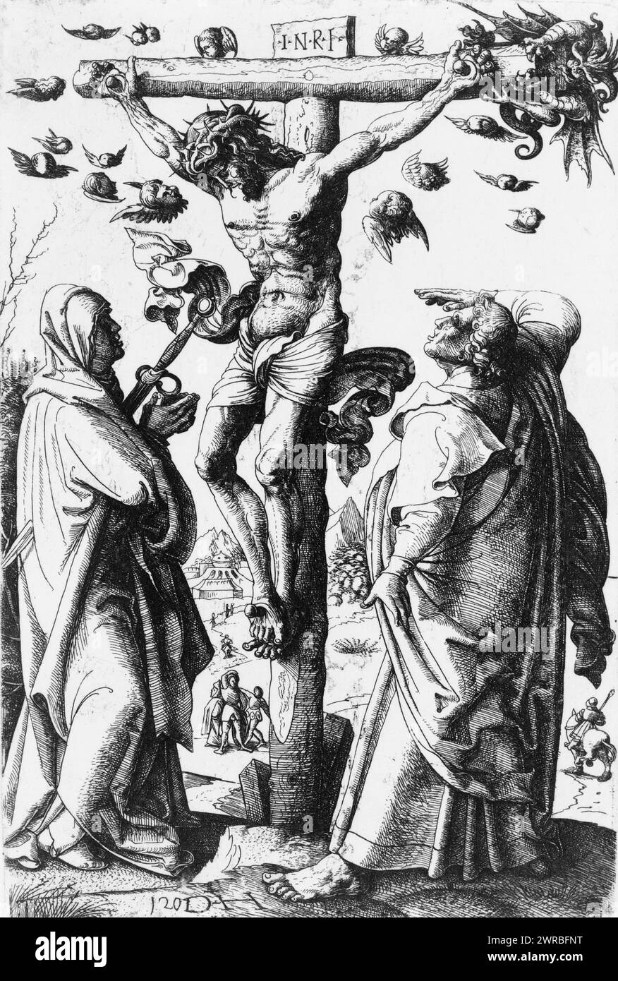 Cristo sulla croce, DH., Hopfer, Daniel, 1470?-1536, artista, tra il 1490? E 1536, Gesù Cristo, incisioni, 1490-1540. 1490-1540, 1 stampa: incisione Foto Stock