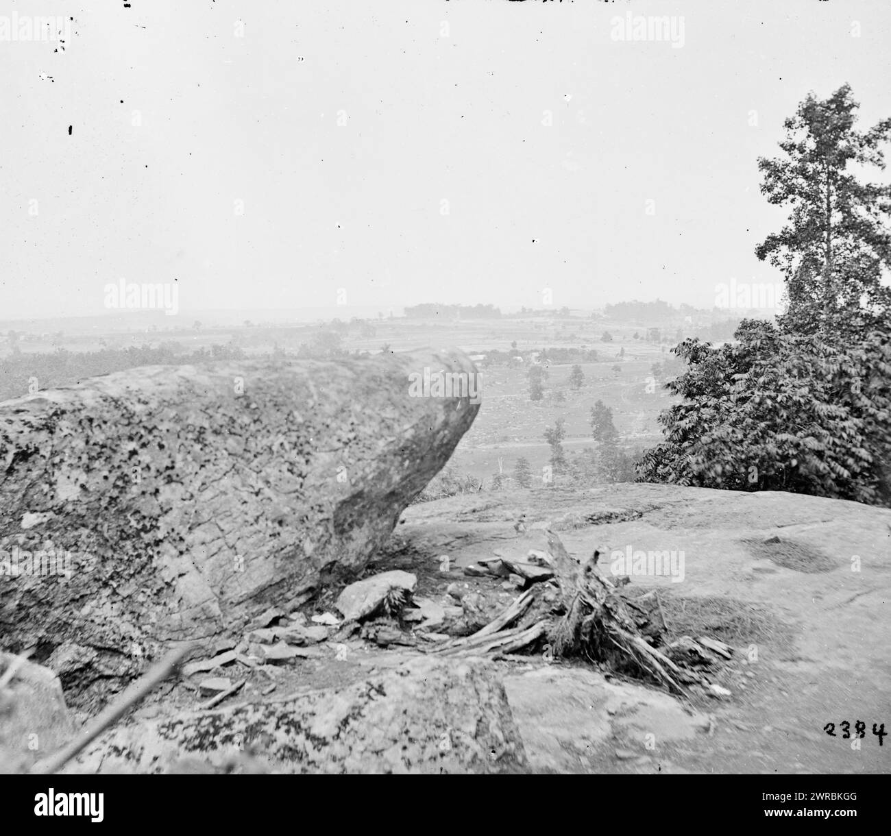 Gettysburg, Pa. Il centro della posizione federale visto da Little Round Top, fotografia dal principale teatro orientale della guerra, Gettysburg, giugno-luglio, 1863., Gardner, Alexander, 1821-1882, fotografo, 1863 luglio, Stati Uniti, storia, Guerra civile, 1861-1865, campi di battaglia, stereografi, 1860-1870., Stereographs, 1860-1870, Wet Collodion negative, 1 negative (2 piastre): vetro, stereografo, wet Collodion Foto Stock