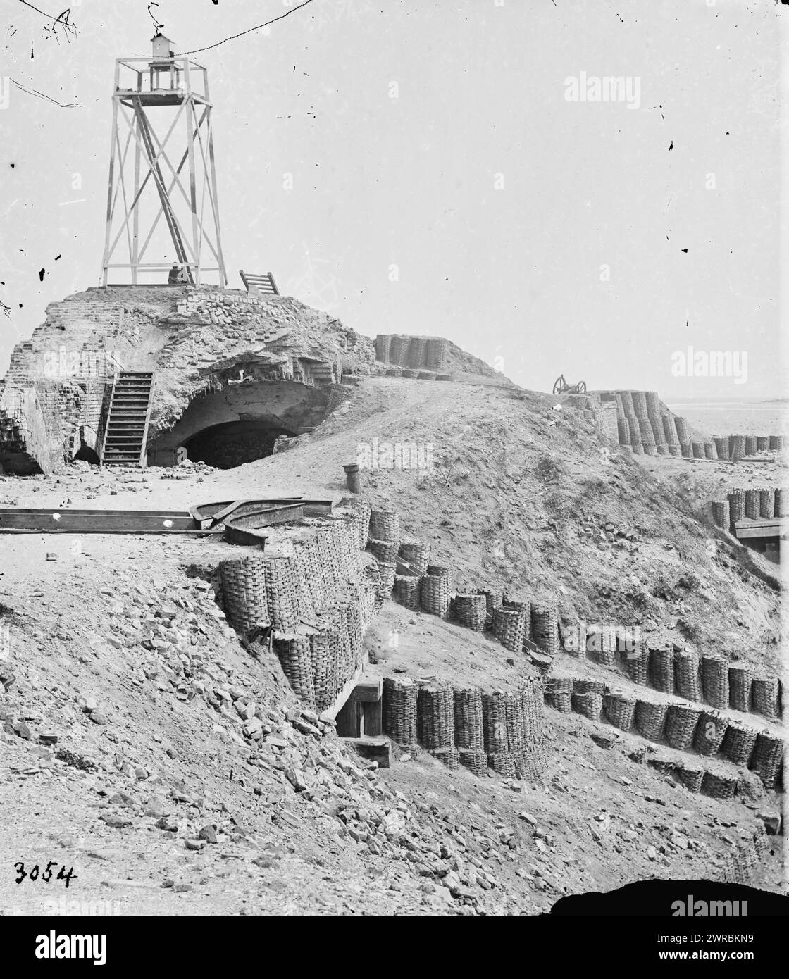 Charleston, S.C. Beacon sul parapetto di Fort Sumter, fotografia della Federal Navy e spedizioni marine contro la costa atlantica della Confederazione, in particolare di Charleston, S.C., 1863-1865., 1865 aprile. Stati Uniti, storia, Guerra civile, 1861-1865, strutture militari, Stereographs, 1860-1870., Stereographs, 1860-1870, Wet Collodion negative, 1 negativo (2 piastre): vetro, stereografo, collodion umido Foto Stock