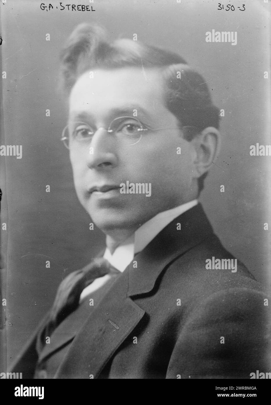 G.A. Strebel, la fotografia mostra Gustave A. Strebel, il candidato del Partito Socialista per il governatore dello Stato di New York nel 1914., tra ca. 1910 e ca. 1915, Glass negative, 1 negativo: Glass Foto Stock