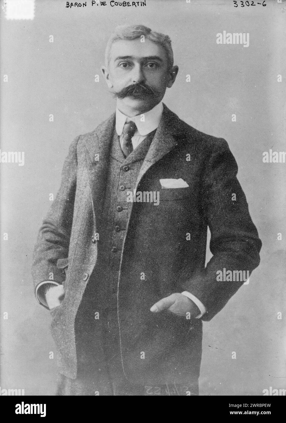 Barone P. de Coubertin, la fotografia mostra Pierre de Frédy, barone de Coubertin (1863-1937), che era un educatore francese e fondò il Comitato Olimpico Internazionale., 1915 gennaio 7, Glass negative, 1 negative: Glass Foto Stock