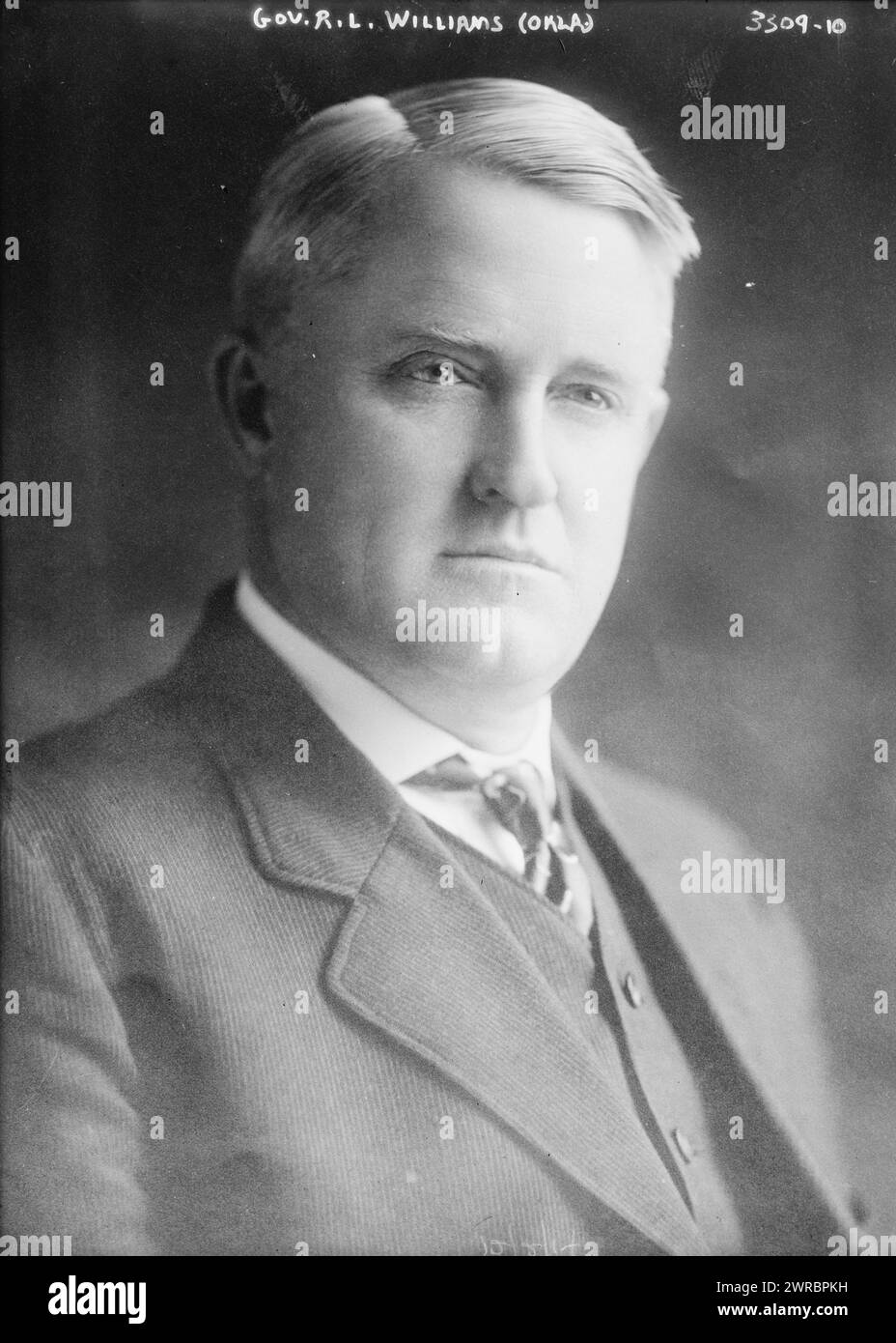 Gov. R.L. Williams (Okla), la fotografia mostra il terzo governatore dell'Oklahoma, Robert Lee Williams (1868-1948)., 1914 Ott. 5, Glass negative, 1 negative: Glass Foto Stock