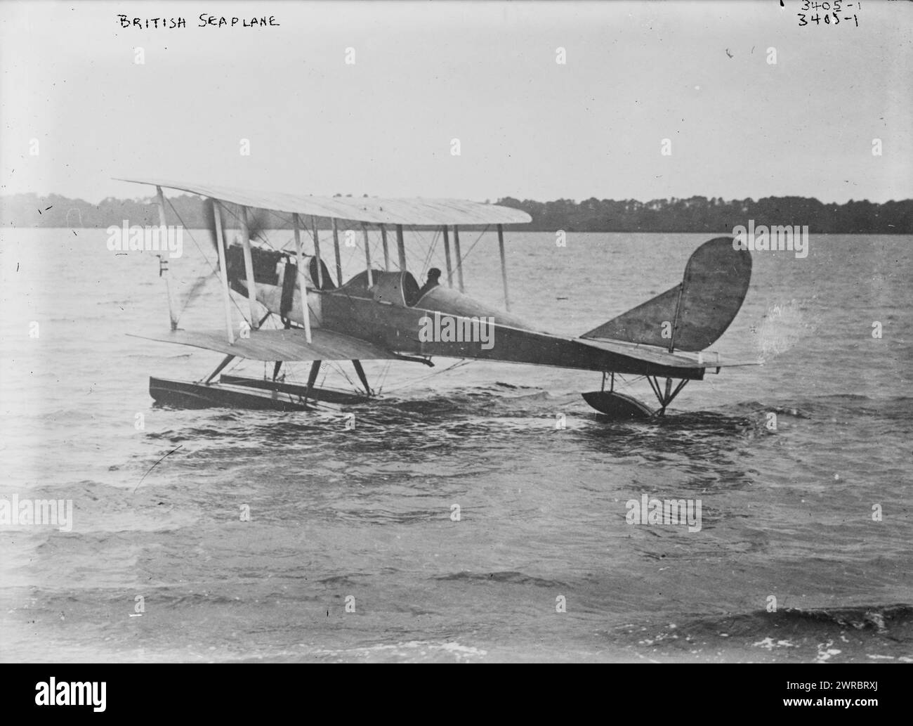 Idrovolante britannico, la fotografia mostra un aereo della Royal Aircraft Factory HRE2., tra ca. 1910 e ca. 1915, Glass negative, 1 negativo: Glass Foto Stock