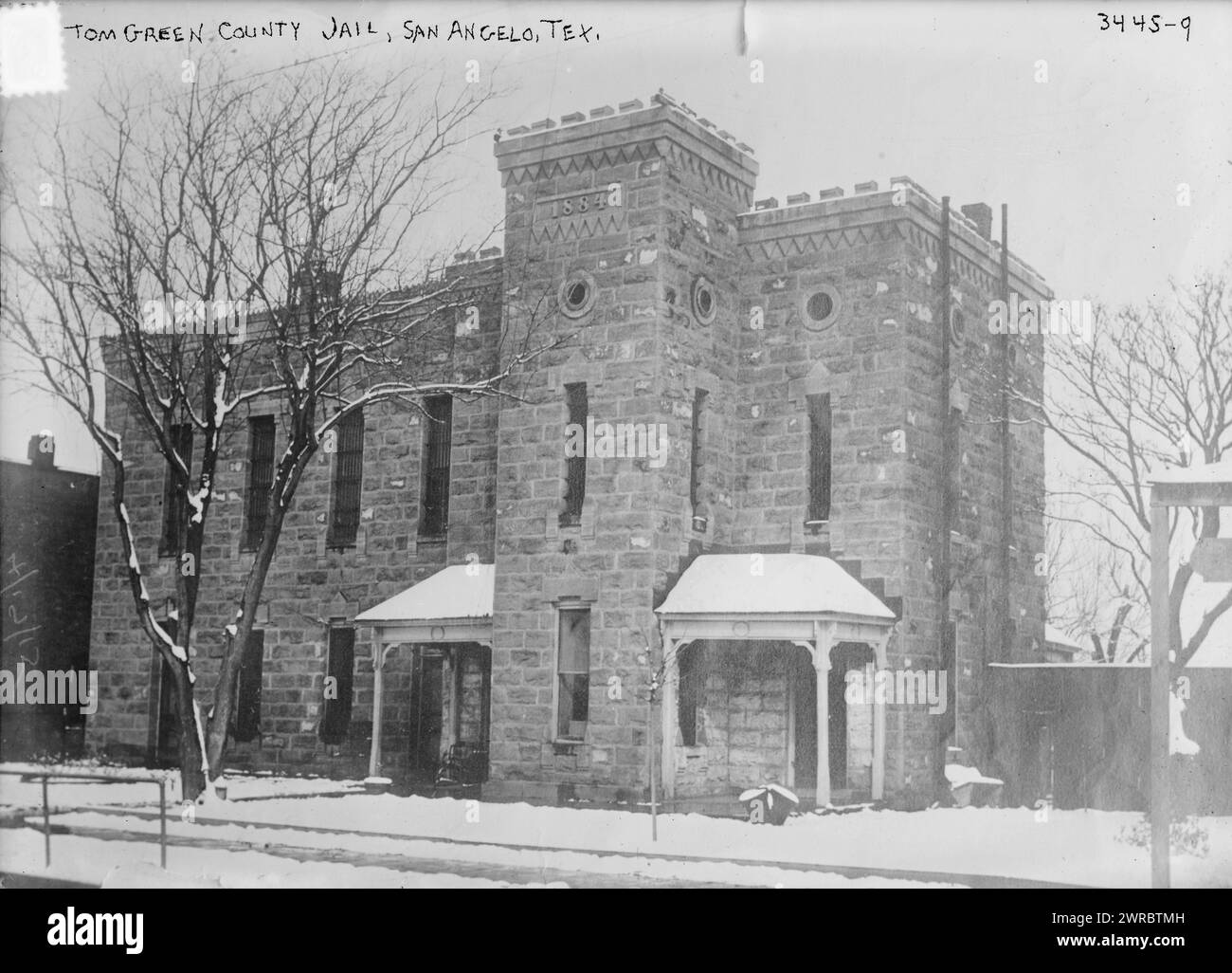 Tom Green County Jail, San Angelo, Texas, tra ca. 1910 e ca. 1915, Glass negative, 1 negativo: Glass Foto Stock