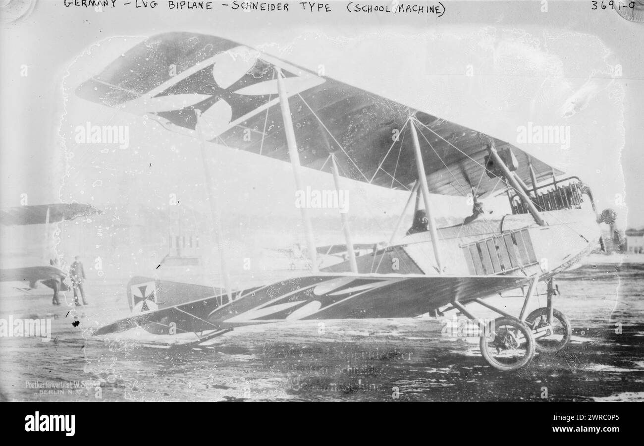 Germania, Lug Biplane, tipo Schneider (macchina scolastica), tra ca. 1910 e ca. 1915, Glass negative, 1 negativo: Glass Foto Stock