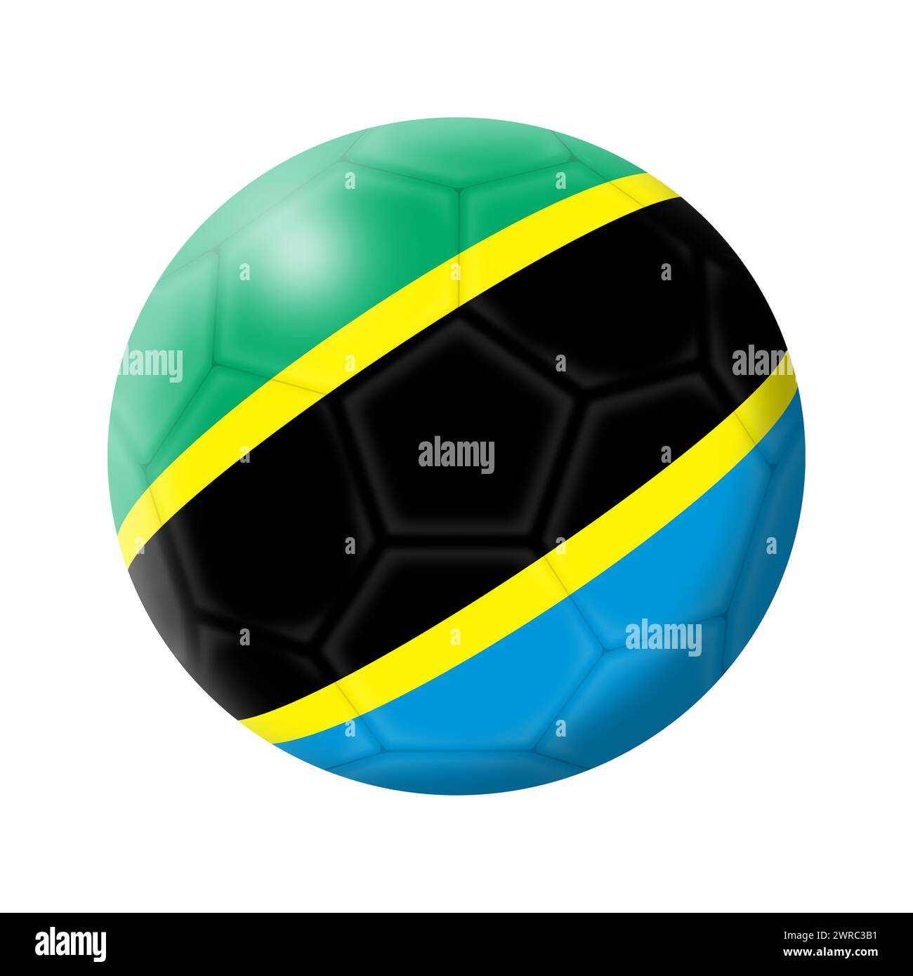 Illustrazione 3d della palla da calcio della Tanzania Foto Stock