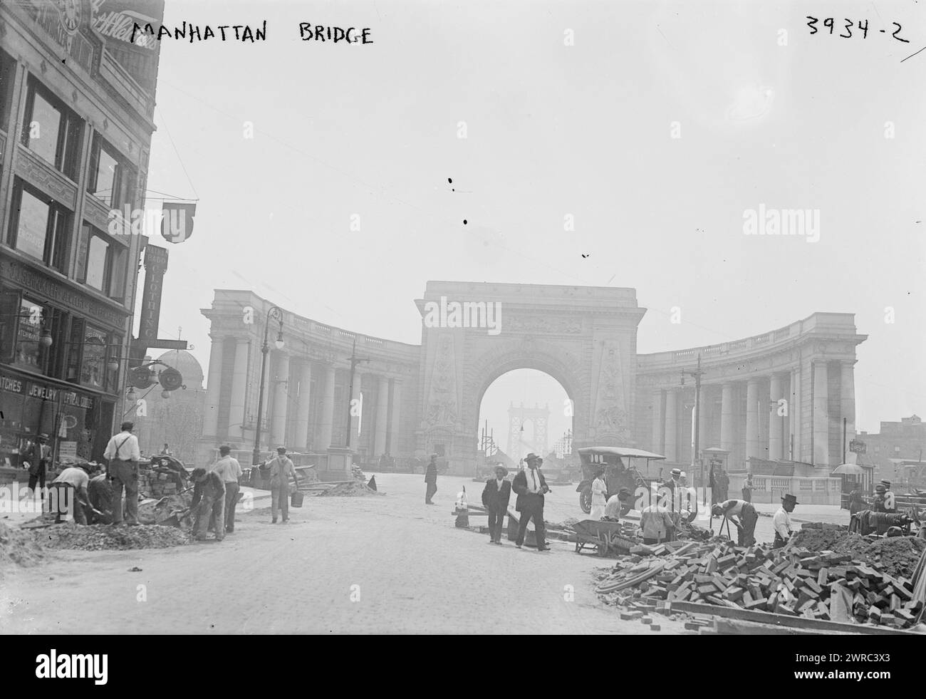 Manhattan Bridge, tra ca. 1915 e ca. 1920, Glass negative, 1 negativo: Glass Foto Stock