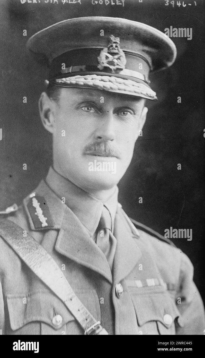 Generale Sir Alex Godley, la fotografia mostra il generale Sir Alexander John Godley (1867-1957) che prestò servizio nell'esercito britannico durante la prima guerra mondiale, tra ca. 1915 e ca. 1920, Glass negative, 1 negativo: Glass Foto Stock
