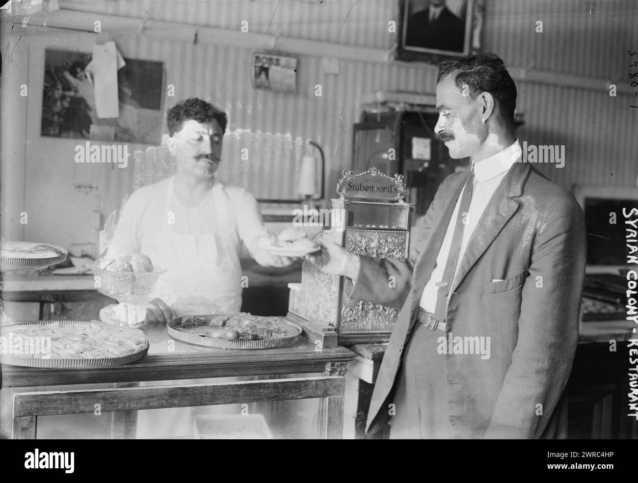 Ristorante della colonia siriana, 1916, Glass negative, 1 negativo: Vetro Foto Stock