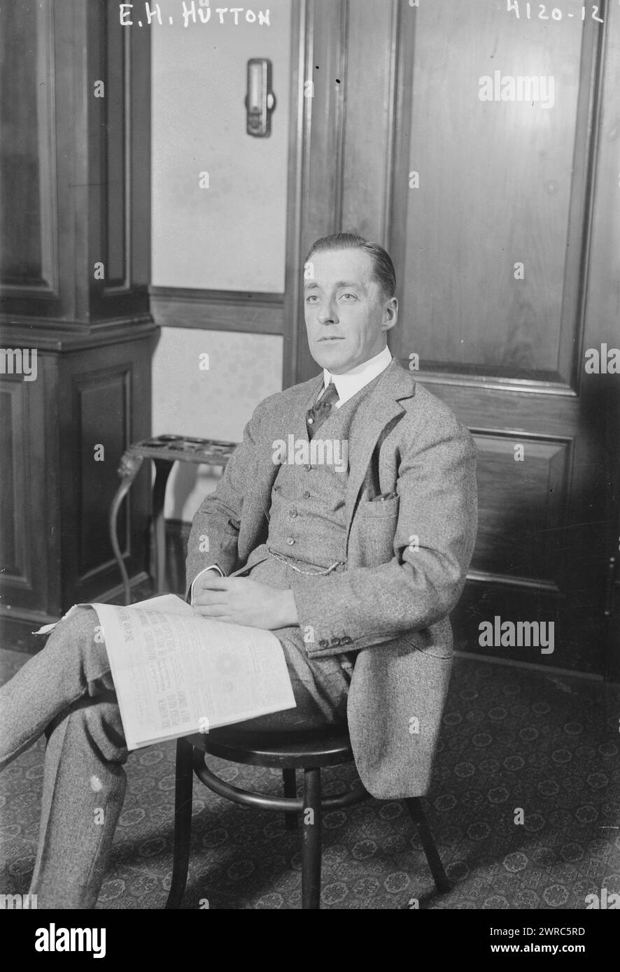 E.H.i.e. F Hutton, Photograph shows American financier and co-founder of E.F. Hutton & Co., Edward Francis Hutton (1875-1962)., July 1917, Glass negative, 1 negative: Glass Foto Stock