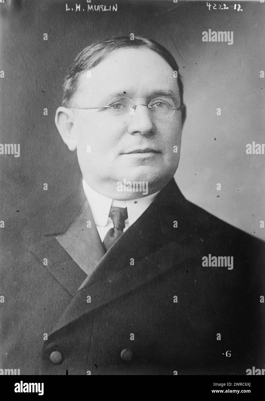 L.H. Murlin, la fotografia mostra Lemuel Herbert Murlin (1861-1935), un ministro metodista che servì come terzo presidente dell'Università di Boston. 1915 e ca. 1920, Glass negative, 1 negativo: Glass Foto Stock