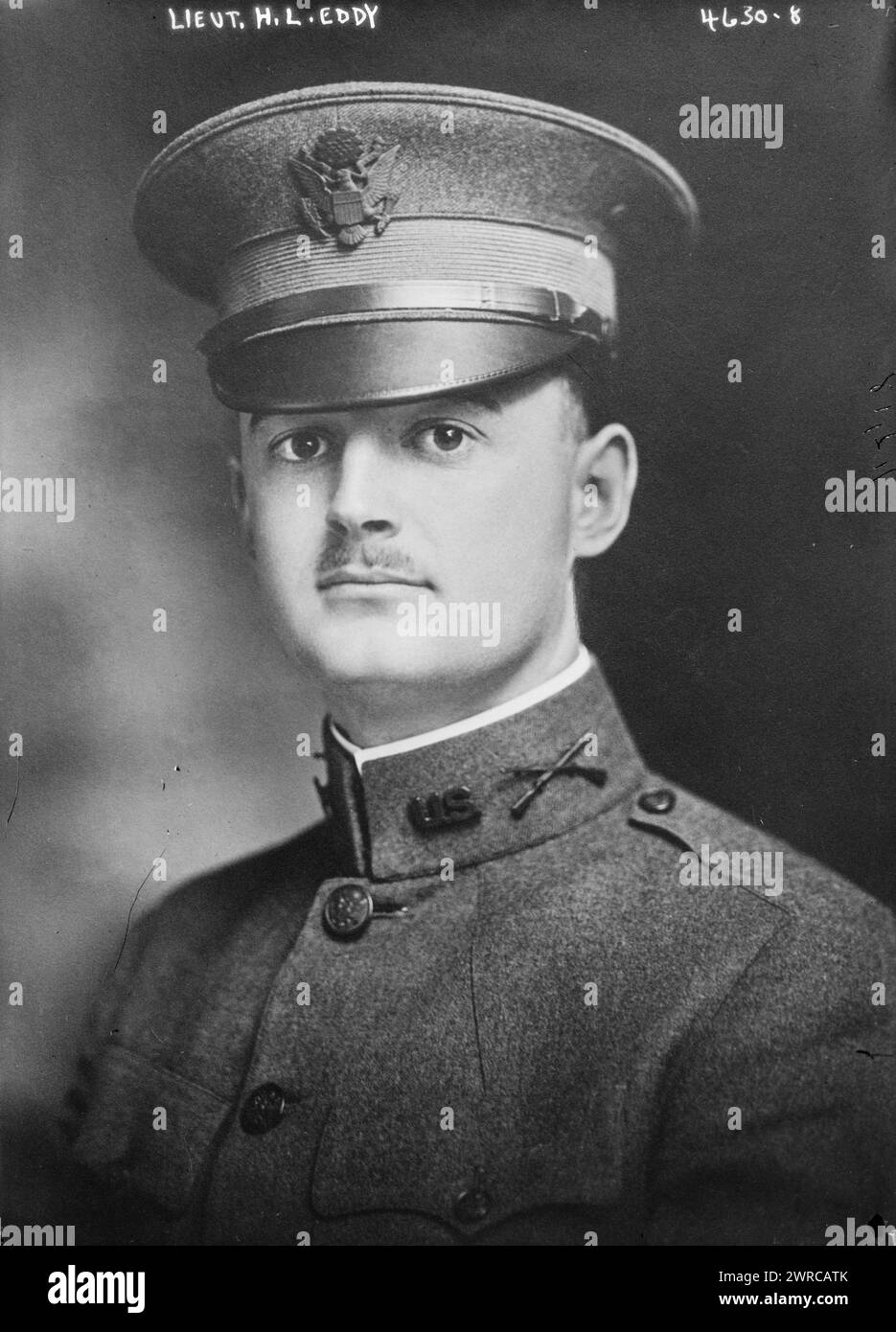 Lieut. H.L. Eddy, la fotografia mostra il tenente Henry Leslie Eddy che fu ucciso in azione a Chateau-Thierry il 6 giugno 1918 durante la prima guerra mondiale, tra ca. 1915 e 1918, Glass negative, 1 negativo: Vetro Foto Stock