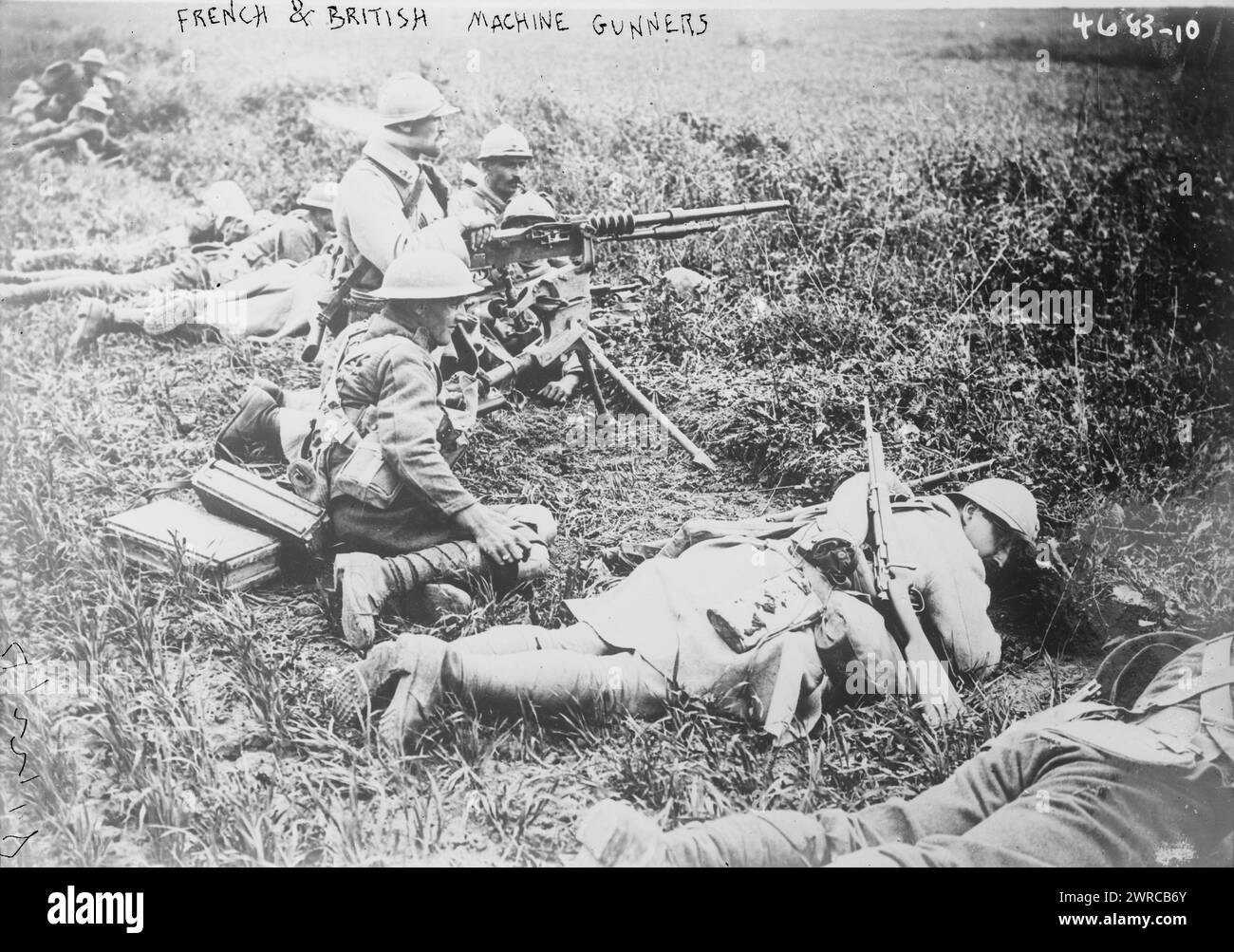 Mitraglieri francesi e britannici, tra ca. 1915 e ca. 1920, Glass negative, 1 negativo: Glass Foto Stock