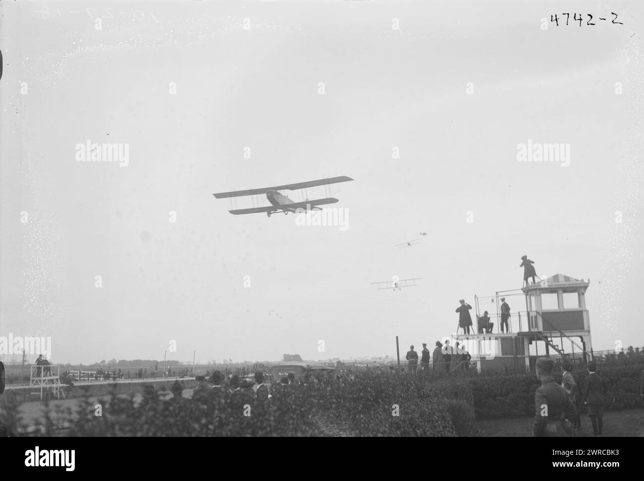 Gli aerei dell'aviazione si incontrano, Belmont, N.Y., tra CA. 1915 e ca. 1920, Belmont, N.Y, Glass negative, 1 negativo: Vetro Foto Stock