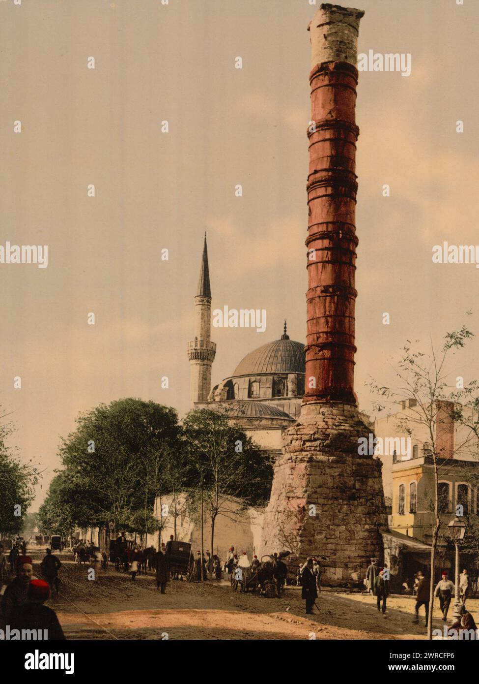 La colonna bruciata, Costantinopoli, Turchia, tra ca. 1890 e ca. 1900., Turchia, Istanbul, colore, 1890-1900 Foto Stock