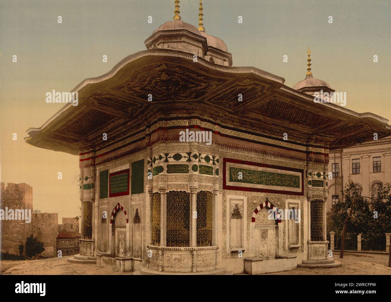 La fontana del sultano Ahmed, Costantinopoli, Turchia, tra ca. 1890 e ca. 1900., Turchia, Istanbul, colore, 1890-1900 Foto Stock