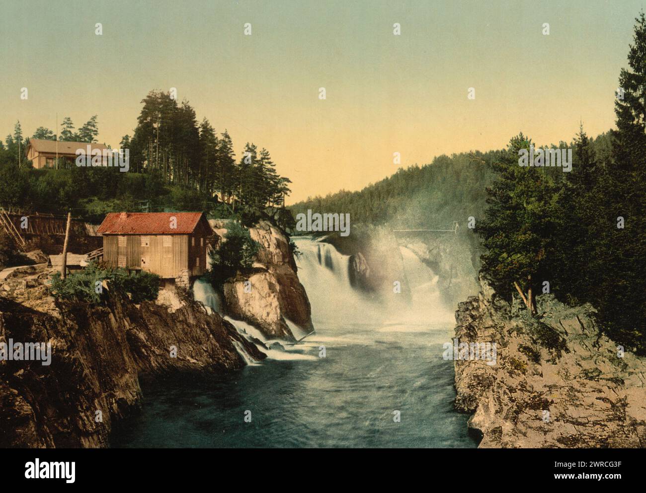 Tinnfossen, Telemarken (cioè, Telemark), Norvegia, tra ca. 1890 e ca. 1900., Norvegia, Telemark fylke, colore, 1890-1900 Foto Stock